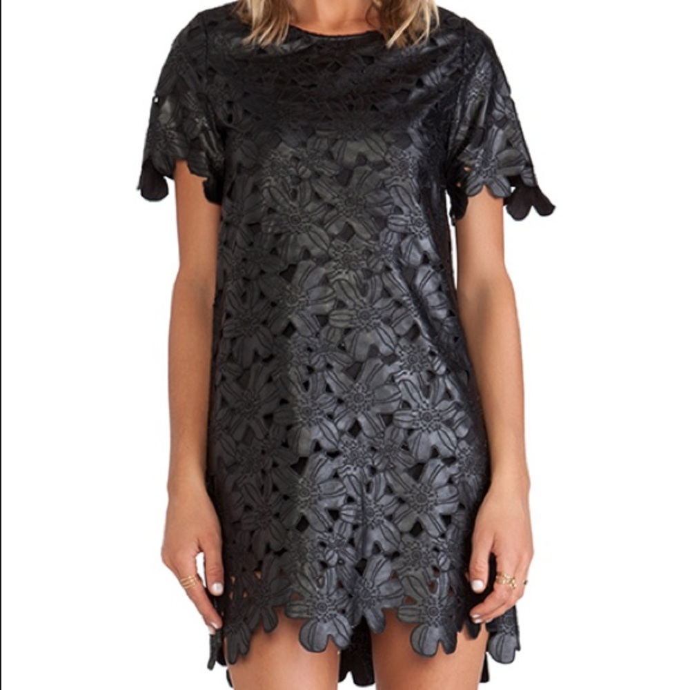 JOA Los Angeles Faux Leather Dress